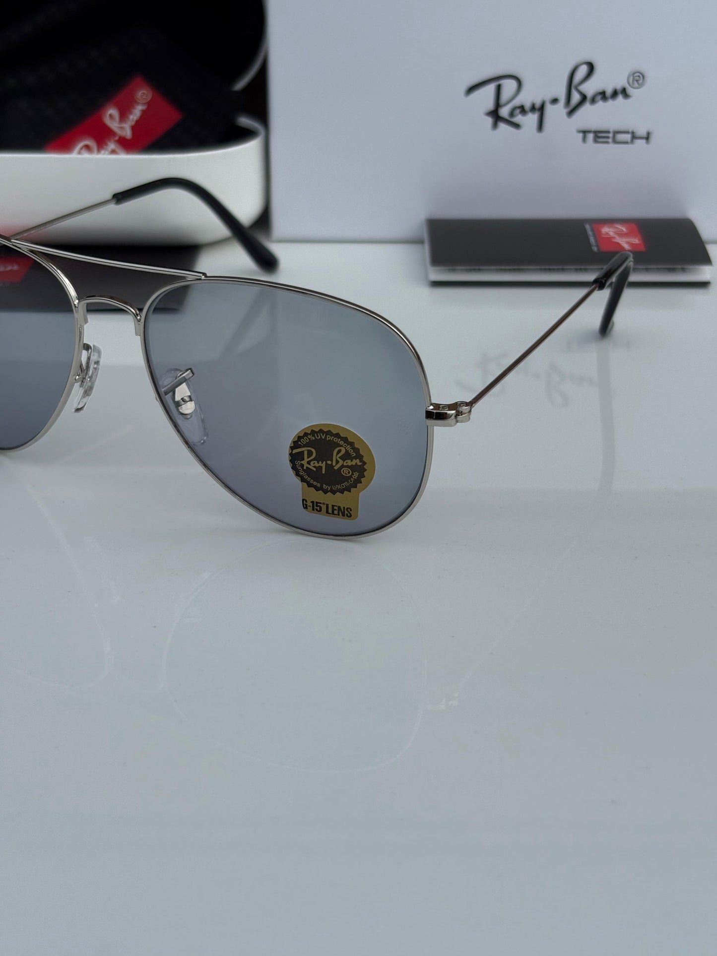Raybann Aviators 3026 Silver (Transition Lens ) Day /Night