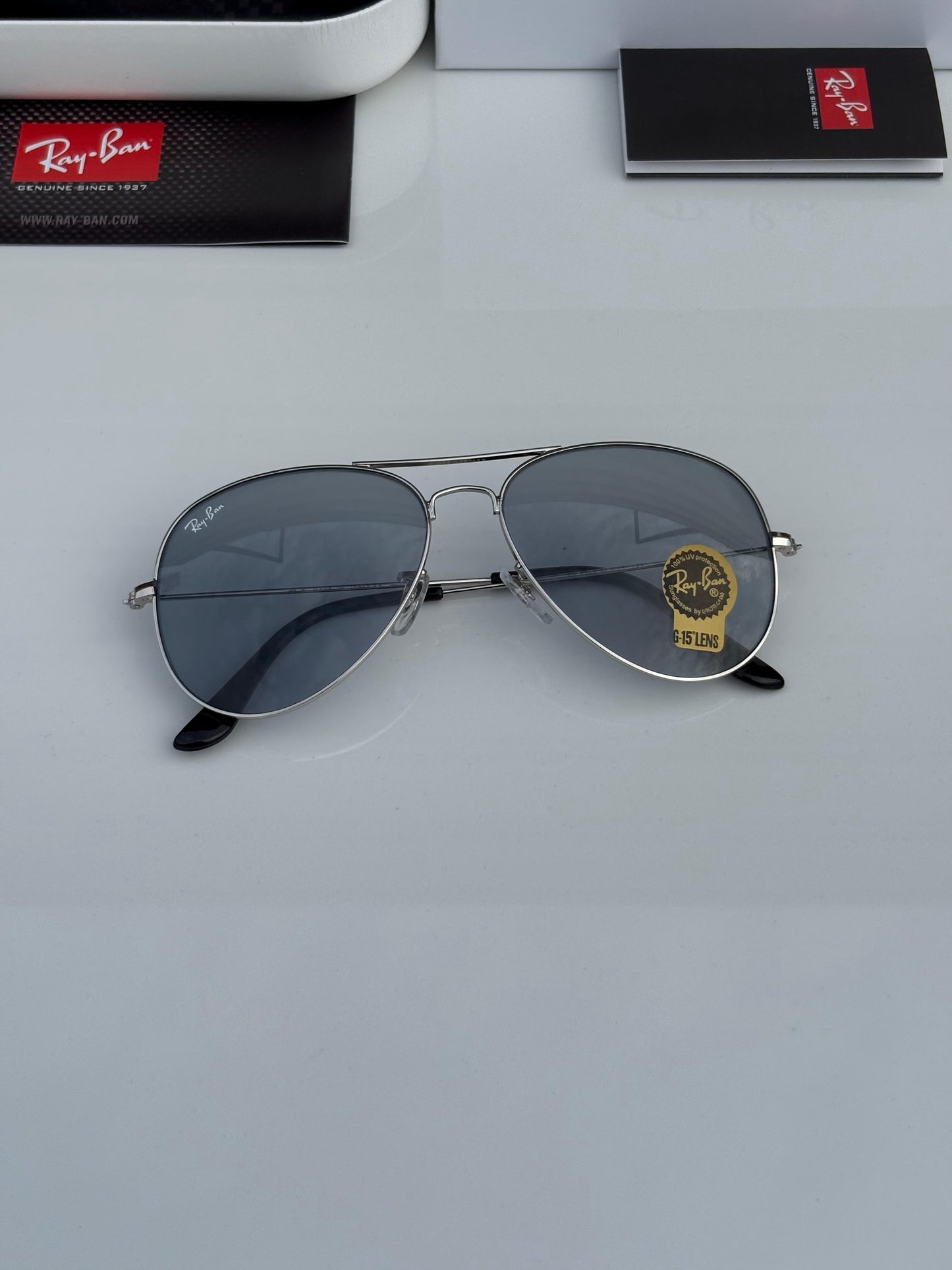 Raybann Aviators 3026 Silver (Transition Lens ) Day /Night