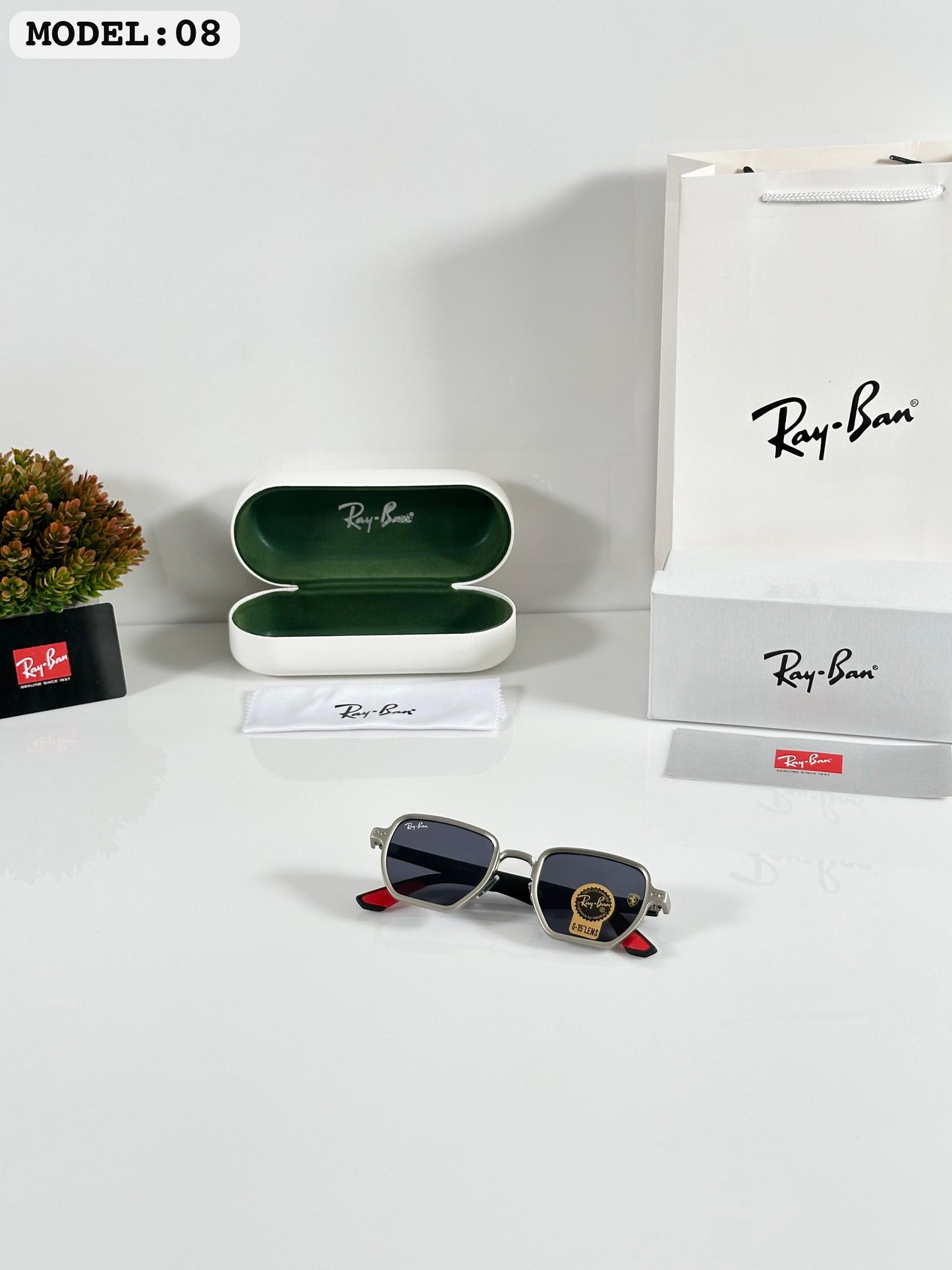 RayBan 08 Silver/Black Model