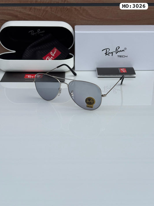 Raybann Aviators 3026 Silver (Transition Lens ) Day /Night