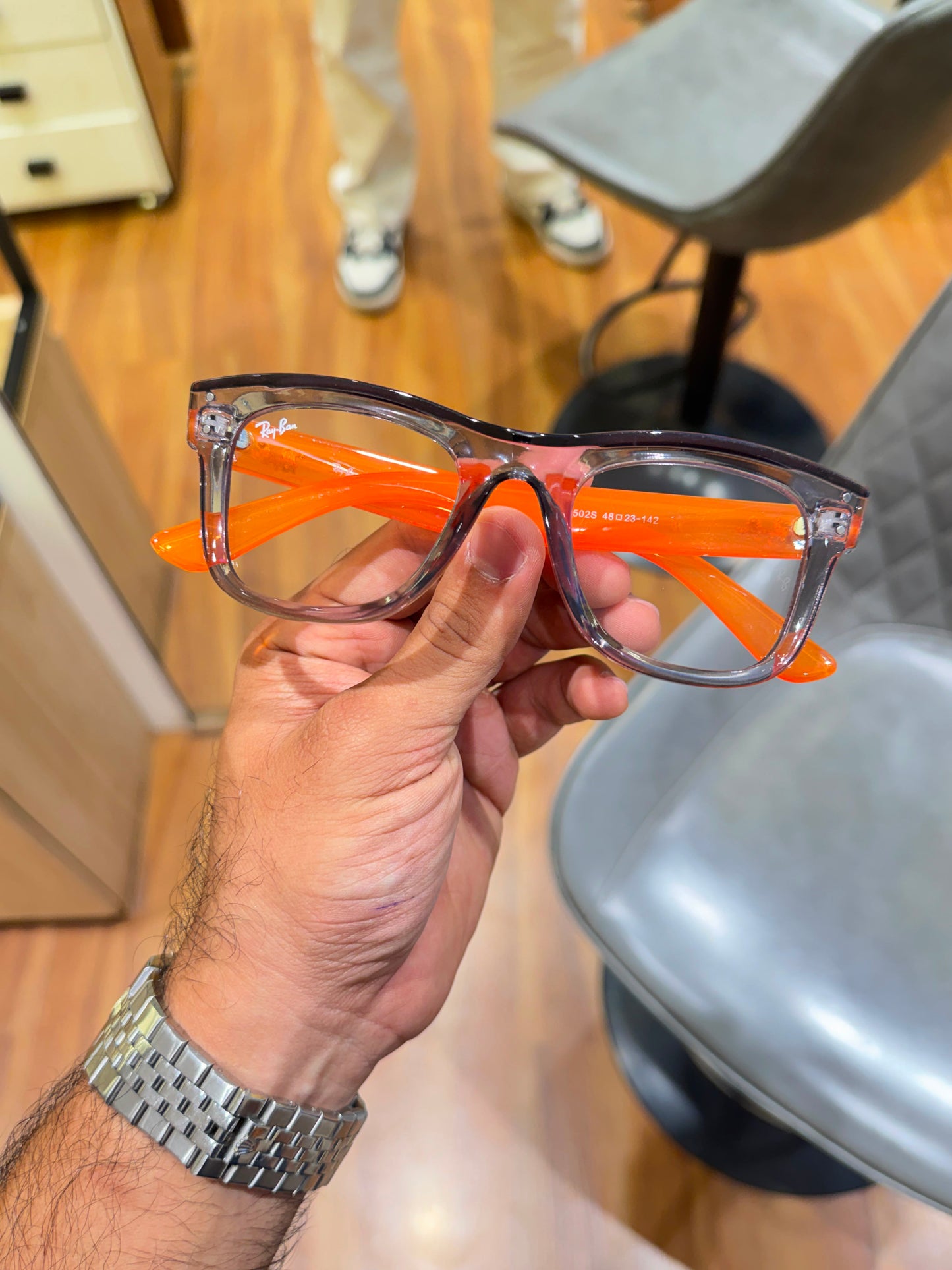 RB 0502 Transparent Grey/Orange Frame