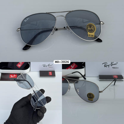 Raybann Aviators 3026 Silver (Transition Lens ) Day /Night