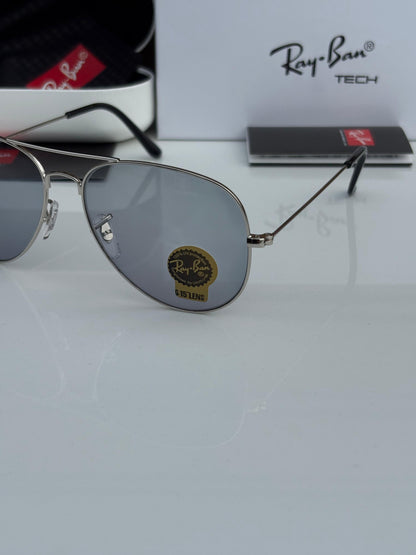 Raybann Aviators 3026 Silver (Transition Lens ) Day /Night