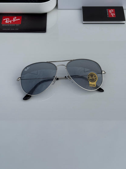 Raybann Aviators 3026 Silver (Transition Lens ) Day /Night